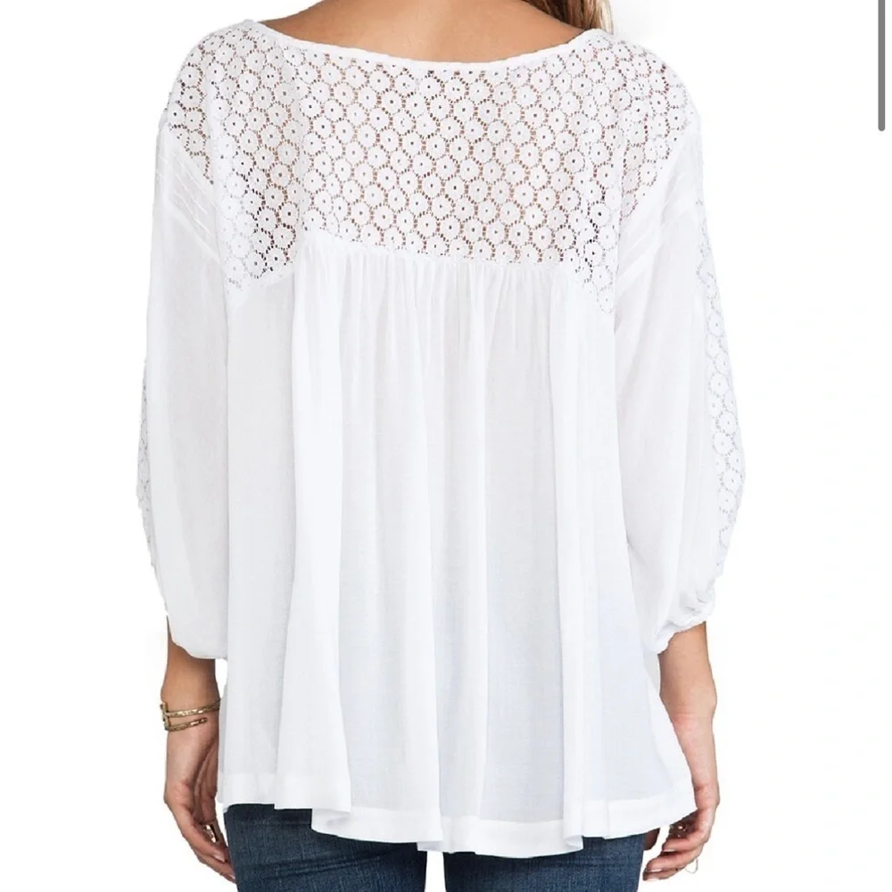 Free People Rare Vintage Moon River Lace High Low Top oversized